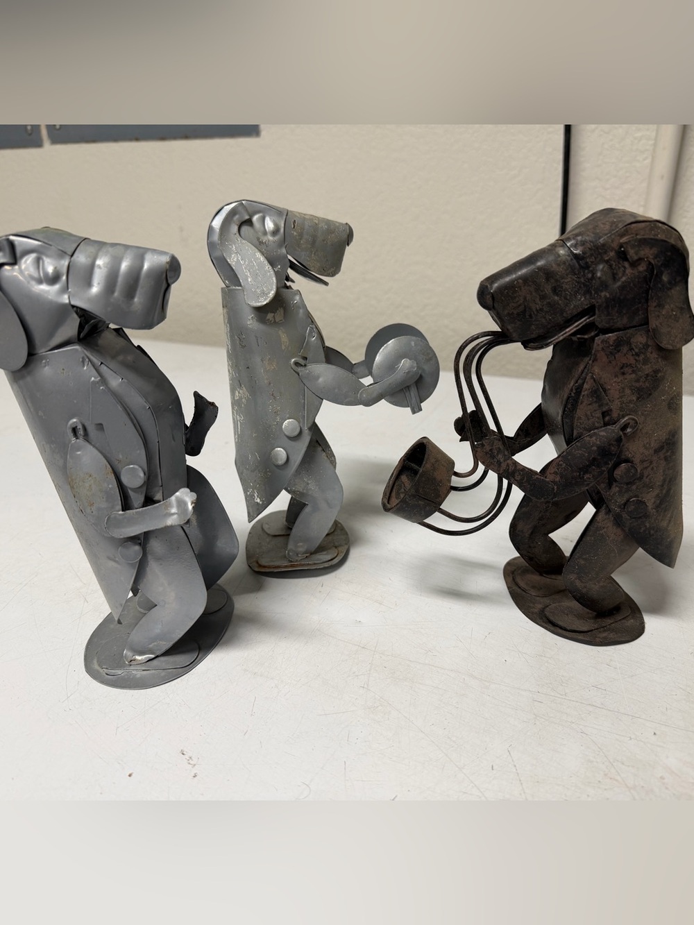Handmade Metal Dog Musician Figurines